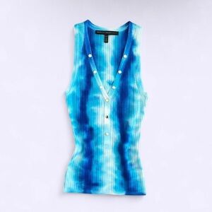 White House Black Market Blue Tie Dye Rayon Knit Top